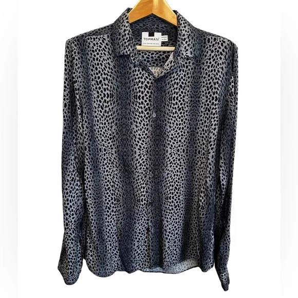 Topman Leopard Print Long Sleeve Button Down. Men’s XL - Picture 3 of 8